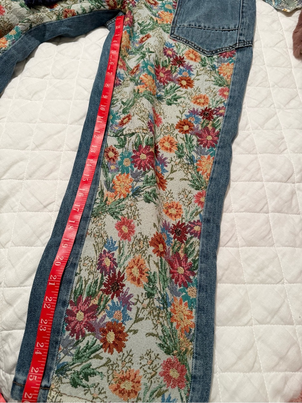 Oli & Hali Floral Patchwork Ankle Pants in Blue, Green, Yellow - Picture 15 of 16